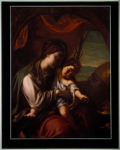 Madonna ja lapsi sekä Pyhä Antonius Abbott (paneeli) tekijältä Ludovico Carracci
