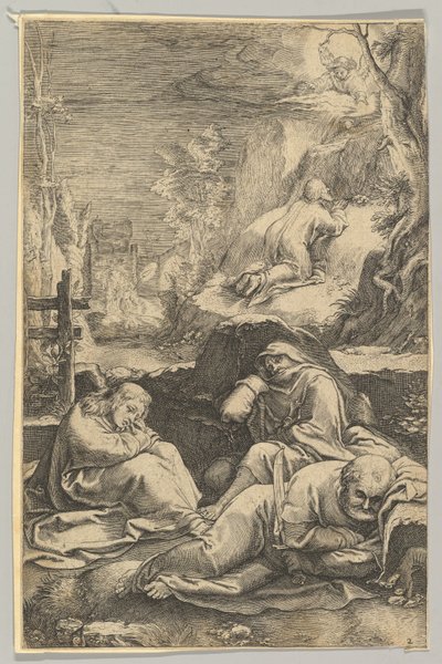 Agony in the Garden, kirjasta The Passion of Christ, n. 1623. tekijältä Ludovicus Siceram