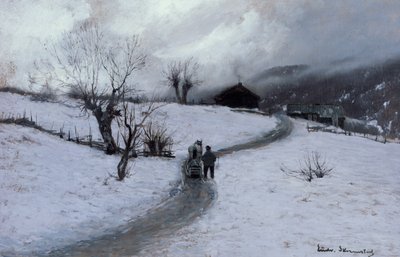 Mies hevosen ja reki kanssa tekijältä Ludvig Skramstad
