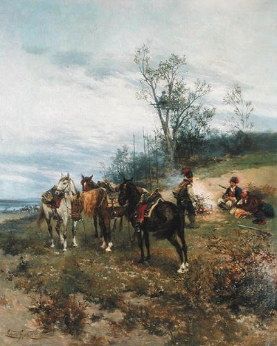 laiduntaminen, n. 1890 (öljy kankaalle) tekijältä Ludwick Gedleck