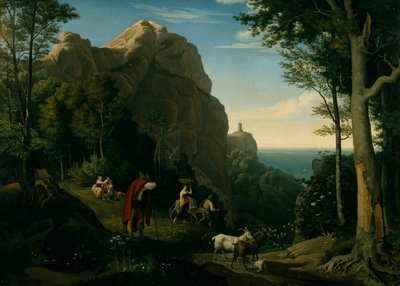 Amalfin laakso näköalalla Salernon lahdelle (öljy kankaalle) tekijältä Ludwig Adrian Richter