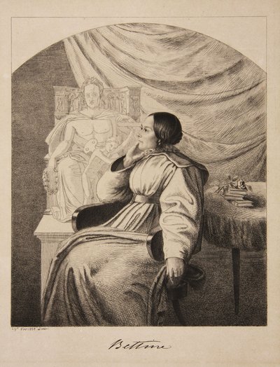 Muotokuva kirjailijasta Bettine von Arnim 1785-1859, os. Brentano, 1838. tekijältä Ludwig Emil Grimm