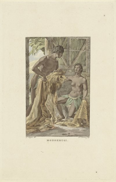 Monoemugin kuningaskunnan asukkaat Monoemugi (otsikko esineessä) tekijältä Ludwig Gottlieb Portman