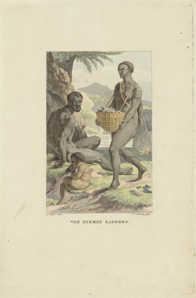 Tasmanian ihmiset Van Diemen Landers (otsikko esineessä) tekijältä Ludwig Gottlieb Portman
