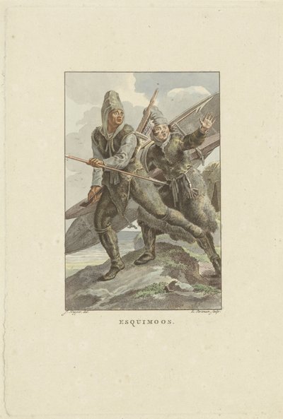 Pakenevat inuitit Esquimoos (otsikko esineessä) tekijältä Ludwig Gottlieb Portman