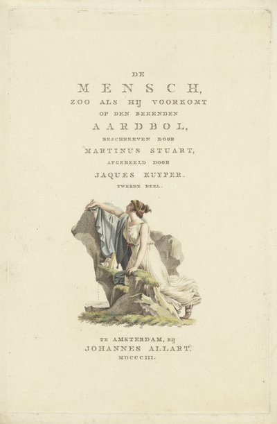 Nainen kivellä Nimisivu teokselle: M. Stuart, Man as he Appeas on the Known Globe, 1803 tekijältä Ludwig Gottlieb Portman