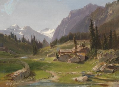 Idyllinen vuoristomaisema tekijältä Ludwig Halauska