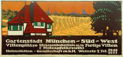 Puutarhakaupunki München-Lounais- / Villa-aukiot / Raitiovaunulinja 16/18 / Valmiit huvilat (Holzapfelkreuth) / Heimstätten-Gesellschaft m tekijältä Ludwig Hohlwein