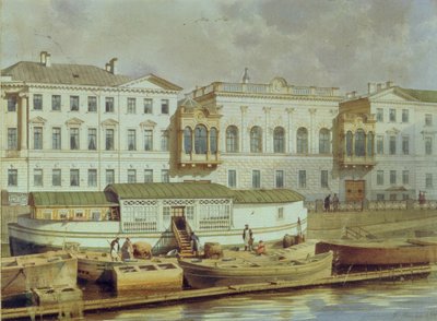 Naryshkinin palatsi Fontanka-joen varrella, 1800-luvun puoliväli. tekijältä Ludwig Premazzi