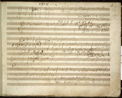 Lisätä. 31766, f.2 Sinfonia nro 6 F-duuri op. 68, joka tunnetaan myös nimellä Pastoraalinen sinfonia (muste paperille) tekijältä Ludwig van Beethoven