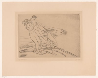 Kaksi naista sieppaavat miehen tekijältä Ludwig von Hofmann (signed by artist)