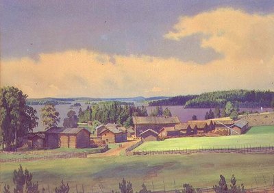 Pohjoinen maisema (akvarelli paperille) tekijältä Luigi Premazzi