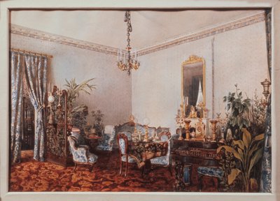 Varvara Obreskovan talon salonki. Luigi Premazzin (1814-1891) teos, akvarelli paperille tekijältä Luigi Premazzi
