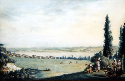 Kaukainen näkymä Cospolin kaupunkiin tekijältä Luigi (after) Mayer
