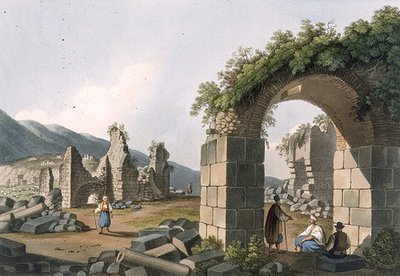 Efesoksen kylpylän rauniot, levy 43 julkaisusta "Views in the Ottoman Dominions", pubi. kirjoittanut R. Bowyer tekijältä Luigi (after) Mayer