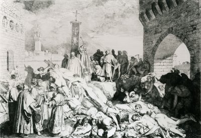 Boccaccion kuvaama rutto Firenzessä tekijältä Luigi (after) Sabatelli