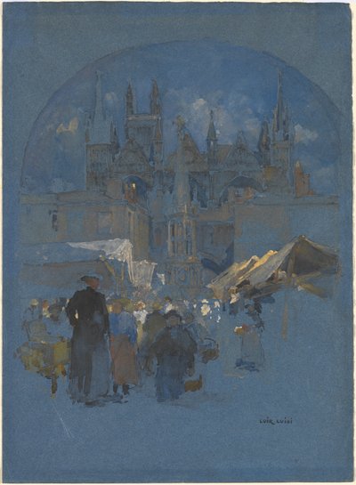 Kauppatori ennen katedraalia tekijältä Luigi Aloys François Joseph Loir