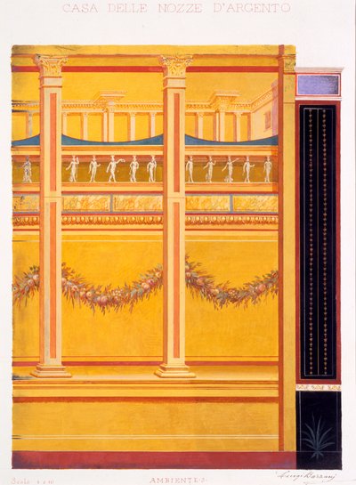 Seinäkoristeet Hopeahäätalosta Pompejista, 1897 tekijältä Luigi Bazzani