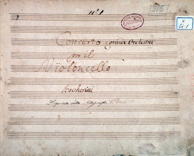 Ensimmäisen sivun on allekirjoittanut Luigi Boccherinin konsertto sellolle ja orkesterille E-sviitti tekijältä Luigi Boccherini