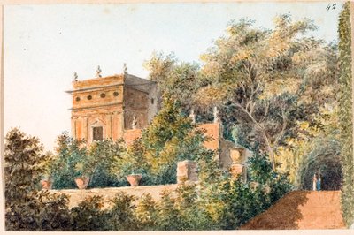Näkymä Villa Pallavicini delle Peschiere, Genova (akvarelli, noin 1825) tekijältä Luigi Garibbo