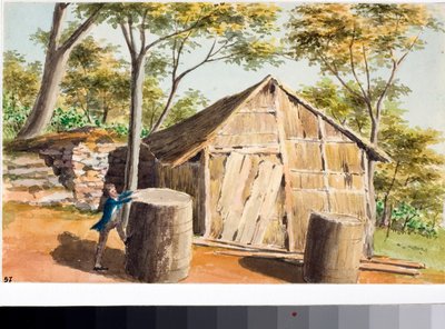Näkymä mökistä (akvarelli, n. 1823) tekijältä Luigi Garibbo