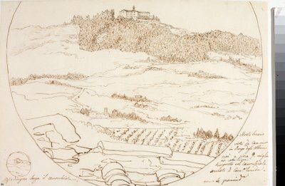 Näkymä Monte Senariosta Firenzen lähellä (piirustus, n. 1833) tekijältä Luigi Garibbo