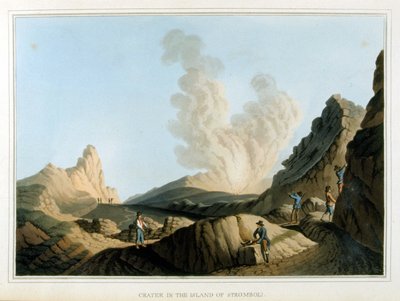 Cratere du Stromboli - teoksessa "" Näkymät ottomaanien valtakunnilla, Euroopassa, Aasiassa ja joillakin Välimeren saarilla", kirjoittanut Luigi Mayer, Lontoo tekijältä Luigi Mayer