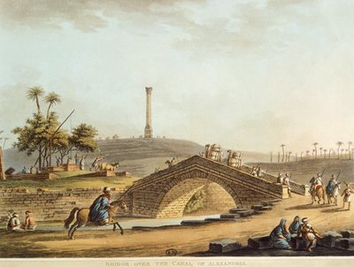 Egypti, silta Aleksandrian kanavan yli, Luigi Mayer, kaiverrus tekijältä Luigi Mayer
