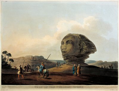 Sfinksin pää Egyptissä Luigi Mayerin Views in Egyptistä, kaiverrus tekijältä Luigi Mayer