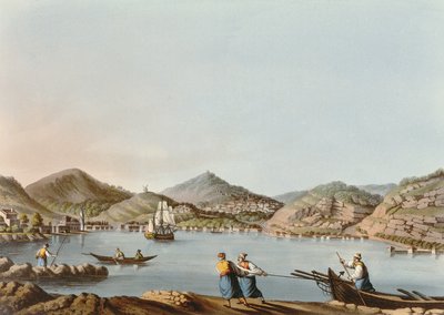 Samoksen saaren länsisatama, levy 60 julkaisusta Views in the Ottoman Dominions, pubi. kirjoittanut R. Bowyer, 1810 (akvatinta) tekijältä Luigi Mayer