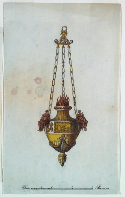 Piirustus, alttarilamppu, 1800-1825 tekijältä Luigi Righetti