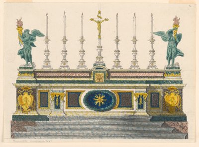 Piirustus, Värillisten marmorien alttari, n. 1820. tekijältä Luigi Righetti