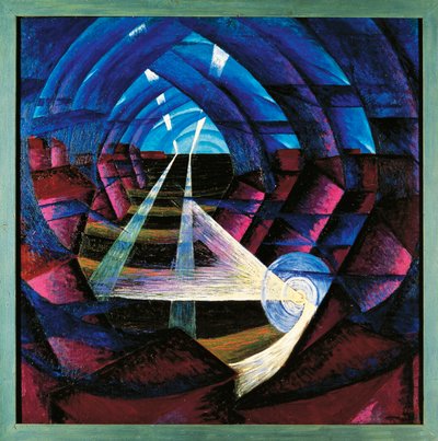 Sveitsi, Basel, talojen+valo+taivas tunkeutuminen tekijältä Luigi Russolo