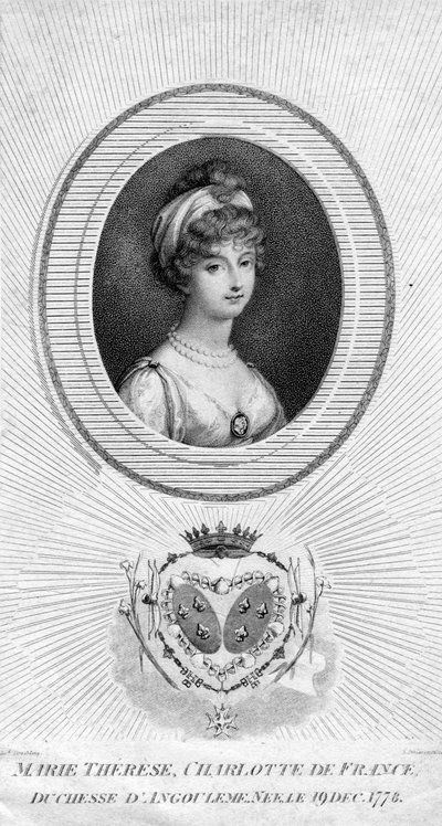 Marie-Therese-Charlotte de Bourbon, Angoulemen ja Ranskan Dauphinen herttuatar, 1805. tekijältä Luigi Schiavonetti