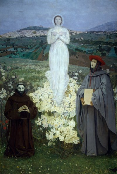 Luigi Serran (1846-1888) Neitsyt ilmestys Pyhälle Franciscus Assisilaiselle ja Bonaventurelle. tekijältä Luigi Serra