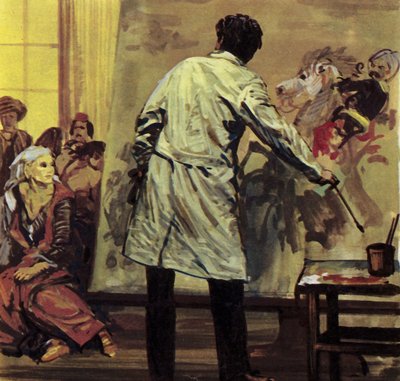 Eugene Delacroix käytti puolitoista vuotta maalatessaan "Scion verilöylyä" (värilitografia). tekijältä Luis Arcas Brauner