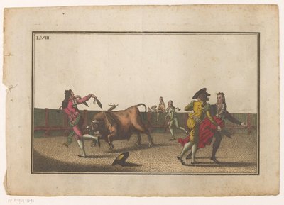Härkä haastaa banderillat Coleccion de las Principles suertes de una corrida de toros (sarjan nimi) Kokoelma tärkeimmistä härkätaisteluharjoituksista (sarjan nimi) tekijältä Luis Fernandez Noseret