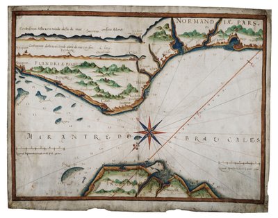 Doverin salmen kartta, noin 1587-88 (akvarelli pergamentille). tekijältä Luis Teixeira