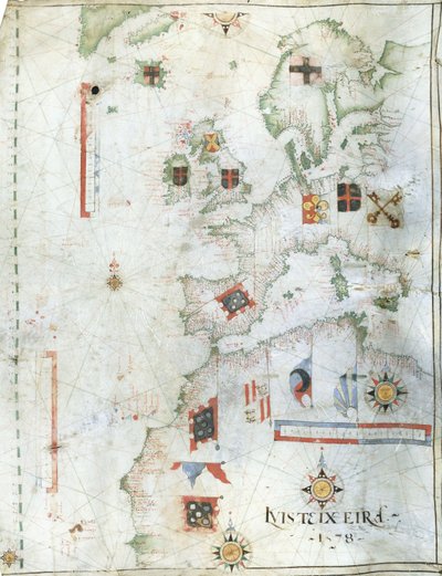 Portolan-kartta Länsi-Euroopasta ja Pohjois-Afrikasta, 1578 tekijältä Luis Teixeira