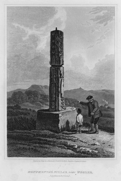 Monumentaalinen pilari, lähellä Wooleria, Northumberlandissa (kaiverrus) tekijältä Luke (after) Clennell