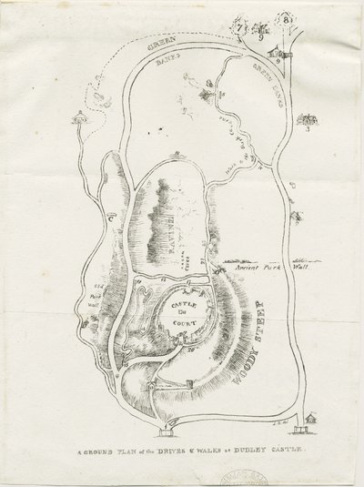 Dudleyn linna: litografia, nd [c 1825] tekijältä Luke Booker