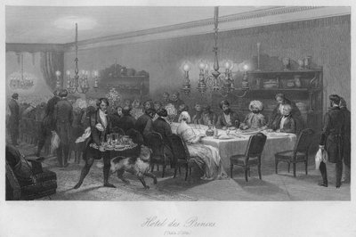 Hotelli des Princes. Taulukko DHote, c1843 tekijältä Lumb Stocks