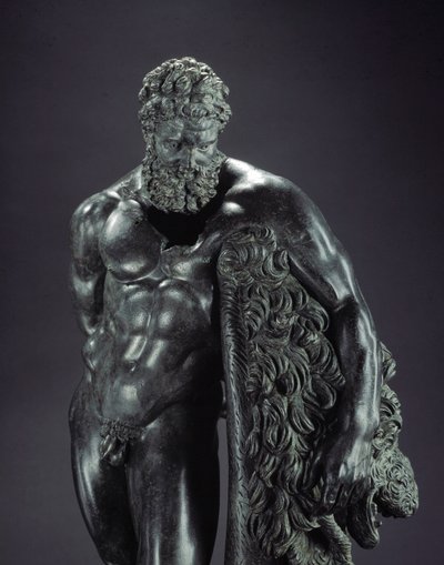 Kreikkalainen taide: "" Herakles levossa"" Yksityiskohta - pronssinen veistos Lysippe of Sicyone (395-305 eKr.) 4. vuosisadalla eKr., Ercole Curinon pyhäköstä, Sulmona - Museo Nazionale Archeologico, Chieti Italia - Herakles (Herkules) lepää - Yksityiskoht tekijältä Lysippos (attributed to)