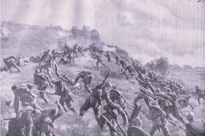 Szawlen takaisinvaltaaminen. Storming the harjun pubista The Illustrated History of the World War 1914-1915. kirjoittanut Union Berlagsefellfchaft tekijältä M. Barascudts