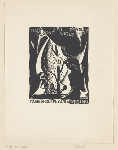 Carla, Mária ja Phons Schellart uudenvuodentoivotus vuodelle 1947 tekijältä M. Bosch