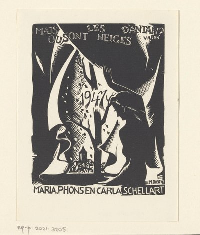 Carla, Mária ja Phons Schellart uudenvuodentoivotus vuodelle 1947 tekijältä M. Bosch