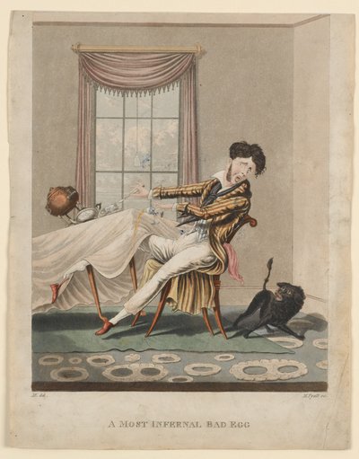 A Most Infernal Bad Egg, printti H. Pyall, n. 1825 (käsinvärinen kaiverrus) tekijältä M. Egerton