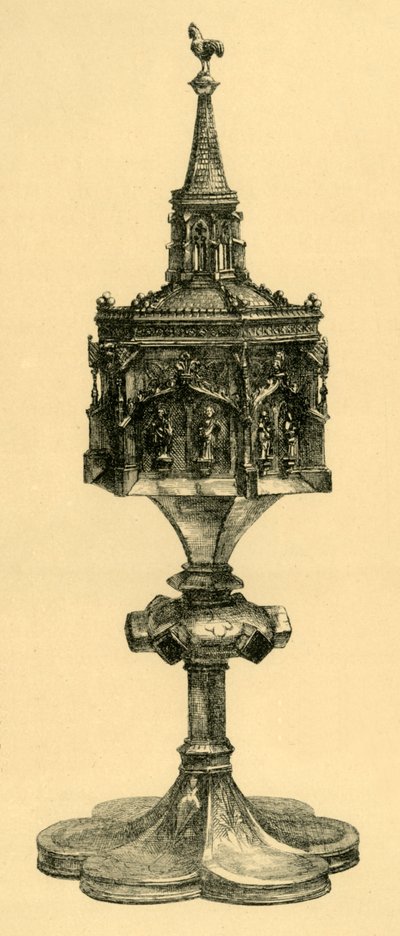 Kuparinen kullattu pyx, 1400-luvun puoliväli, 1881. tekijältä M Sullivan