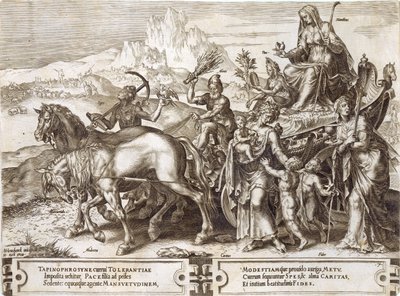 Humility, levy 7 teoksesta The Vicissitude of Human Things, 1564 tekijältä Maarten van Heemskerck