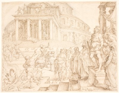 Josies ordena que es treguin els cavalls i que es cremin els carros solars tekijältä Maarten van Heemskerck